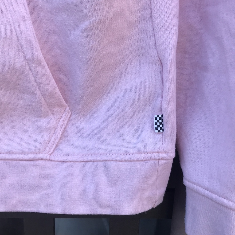 Light pink Van’s hoodie sweatshirt.  Fleece inside, has big pocket in front - Picture 3 of 9
